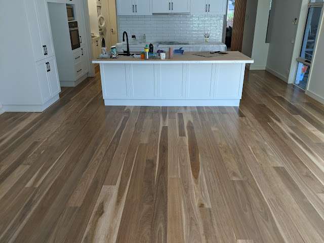 NSW Spotted Gum · Semi-gloss Finish completed flooring project