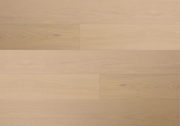 Close-up view of Amara Nantucket Shore Premium American Oak flooring by Tudorwoods showcasing natural wood grain, brushed matte finish, and micro-bevel detailing