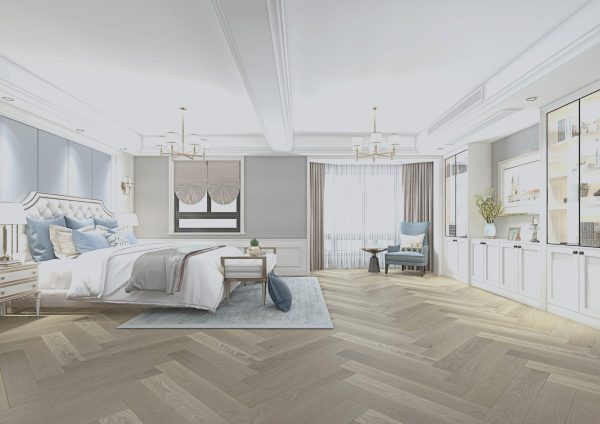 Modern living room featuring Tudorwoods Fontaine Smoke Grey Premium Oak Flooring