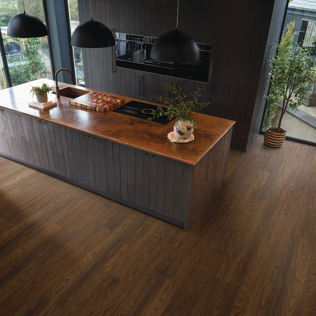 Dark Swiss Elm LooseLay Longboard vinyl flooring room view